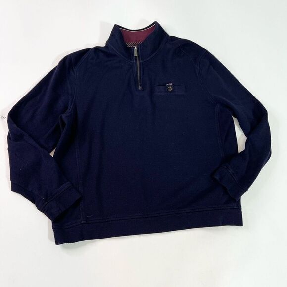 Ted Baker London Sweater  Mens 3XL Blue Slim Fit Quarter Zip Pullover Quarter Zi - Picture 1 of 8